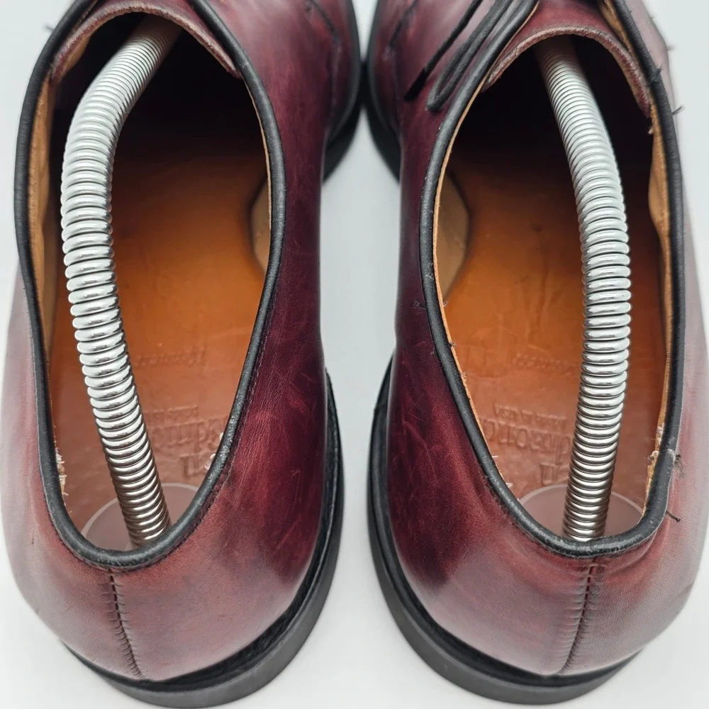 Allen Edmonds Derby Men 9.5 Burgundy Leather Split Toe Made in USA Dress Shoes